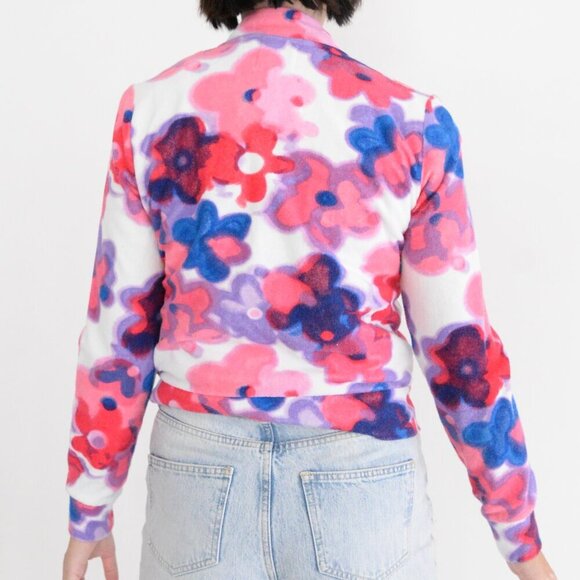 Juicy Couture All Over Floral Zip Up TerryCloth Mockneck Jacket Sweater Small - Picture 3 of 10